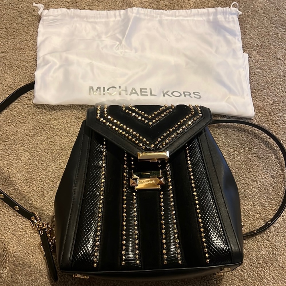 Michael Kors Whitney Medium Studded Black Backpack